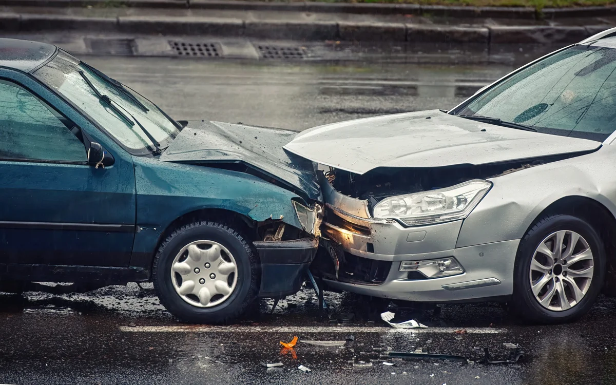 Vehicles after a collision
