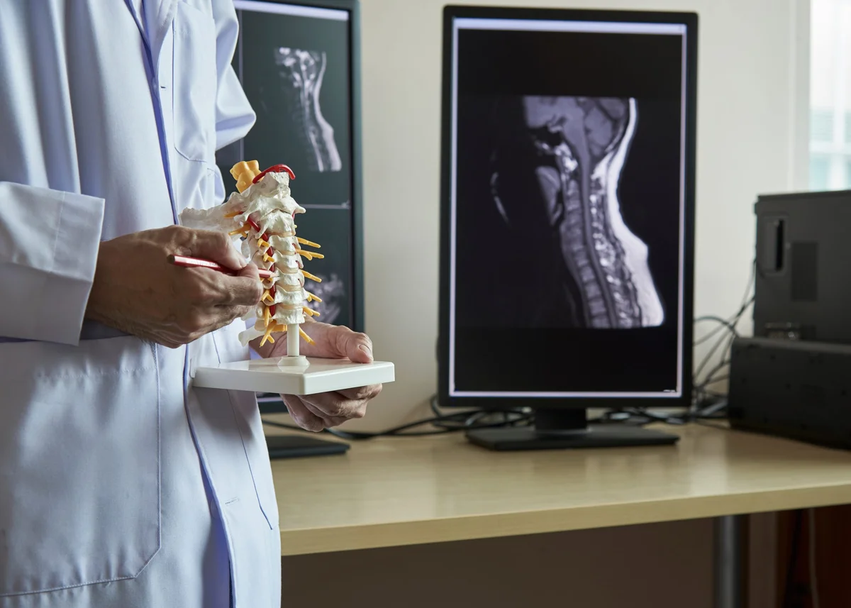 Spine model used to explain anatomy